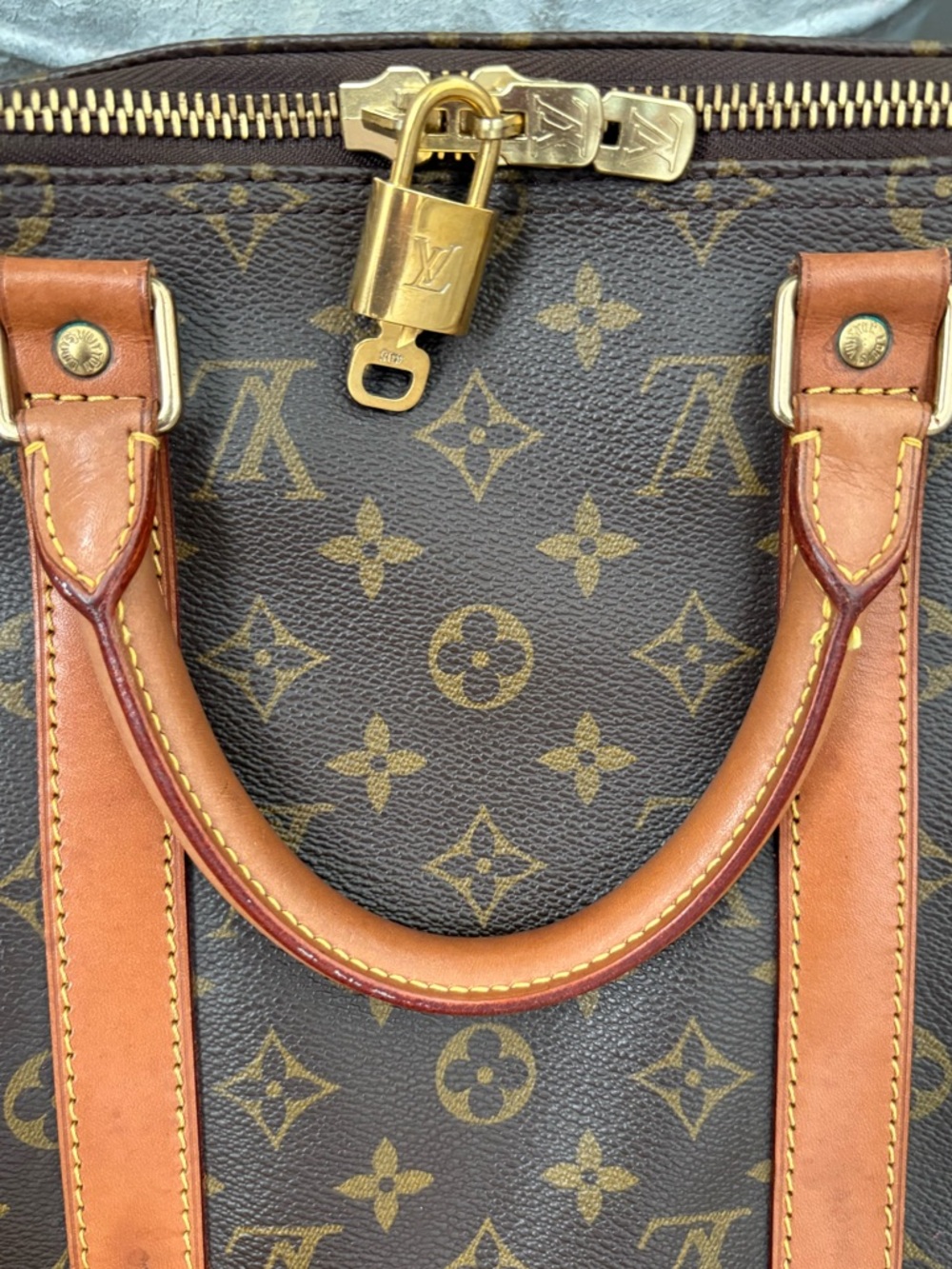 Authenticated A+ Vintage Monogram Coated Canvas Keepall 50 with Lock & Key - Picture 3 of 15